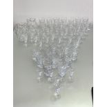 An extensive service of cut-glass stemware, 20th century, the wine, liqueur and sherry glasses