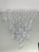 An extensive service of cut-glass stemware, 20th century, the wine, liqueur and sherry glasses