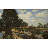 Robert Noble R.S.A., P.S.S.A. (Scottish, 1857-1917), The Weir, signed lower right, oil on board,