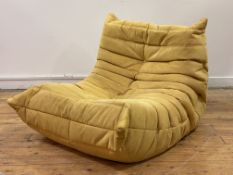 Michel Ducaroy for Ligne Roset, a Togo lounge chair, upholstered in yellow suede, H76cm, W84cm,