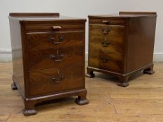 Whytock and Reid, a pair of early 20th century mahogany bedside tables, each with ledge back over