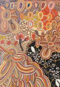 Aboriginal Art: Doris Gingingara (Maningrida, 1946-99), "Bush Tucker" (Manbanda), limited edition