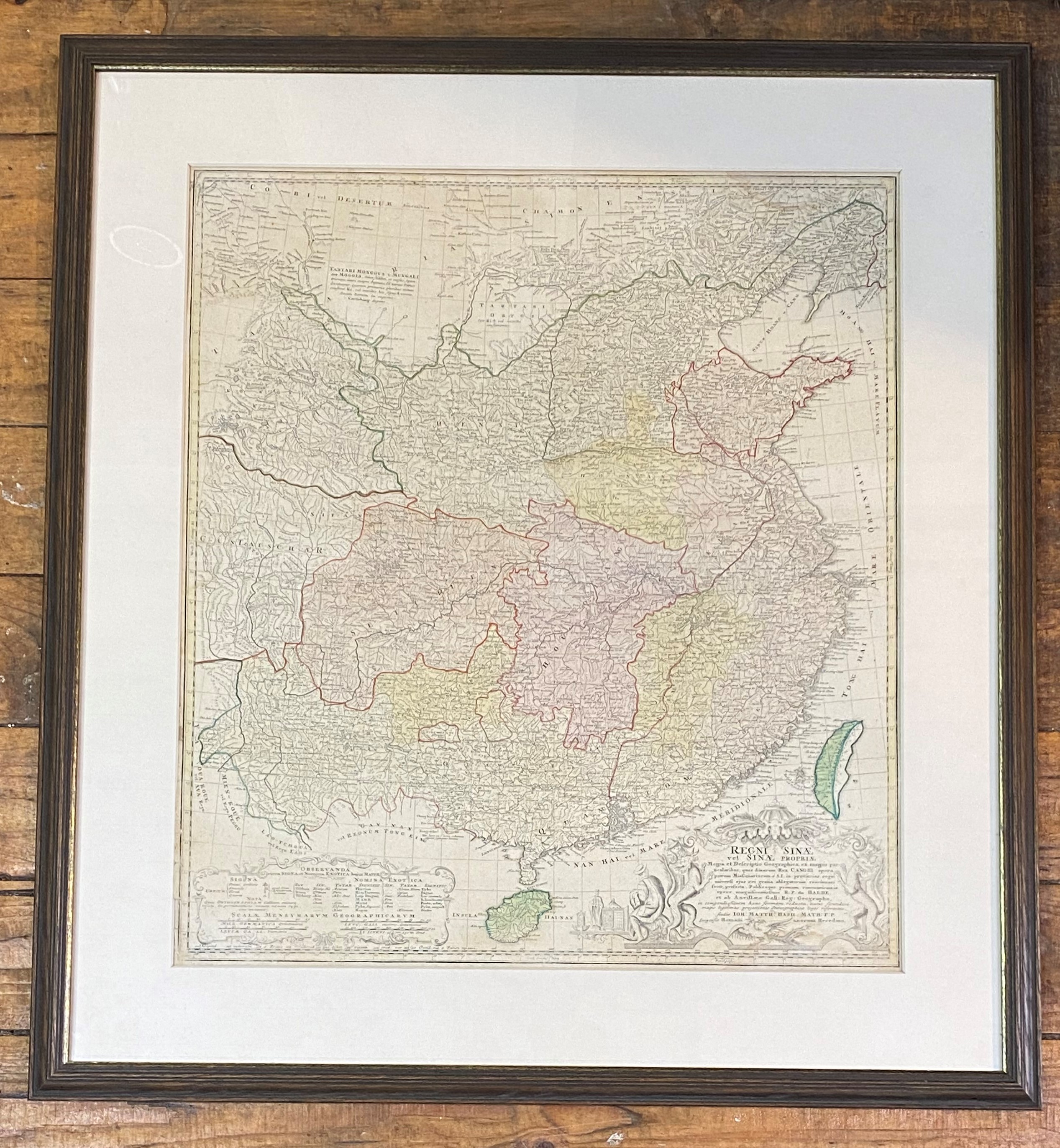 Heirs of Johann Baptist Homann, Regni Sinæ, an engraved map of China, published c. 1750, with - Image 2 of 2