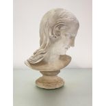 English School, a carved marble bust of a young woman, probably 19th century, unsigned, modelled