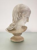 English School, a carved marble bust of a young woman, probably 19th century, unsigned, modelled