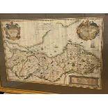 18thc map entitled, A New and Correct Map of the Lothians, John Elphinstone (44cm x 67cm)