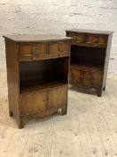 Reprodux, A pair of Regency style mahogany bow front bedside chests, with reeded edge over two