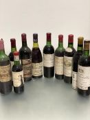 A collection of French vintage wines including Vieux Chateau Certan Grand Cru Pomerol 1972 (losses),