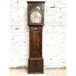 A mahogany longcase clock, second quarter of the 19th century, the hood with arched door over