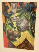 Tom Macdonald, Still Life with Wine Glasses and Bottle, pastel, inscriptions verso, signed bottom