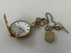 A full hunter pocket watch, dial inscribed Coventry Astral, (5cm d) with Albert chain and photograph