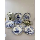 A collection of decorative plates including an Adams Pickwick papers, depicting Mr Pickwick