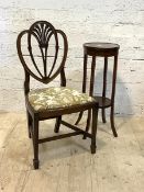 A Shereton revival mahogany side chair (H97cm) together with an Edwardian mahogany jardiniere stand,