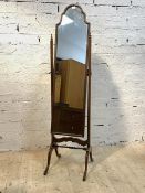 A Georgian style mahogany framed cheval mirror, H160cm