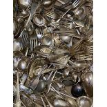 A large collection of Epns flatware of various designs, patterns etc. including table spoons, soup