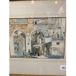 GPH Watson, Plaza Mayor, Palma, watercolour, signed bottom left, paper label verso, Royal Scottish