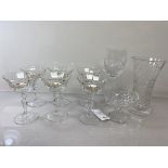 A set of six sorbet glasses with trailing vine and ribbon decoration (each: 14cm x 9.5cm), an