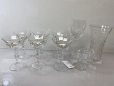 A set of six sorbet glasses with trailing vine and ribbon decoration (each: 14cm x 9.5cm), an