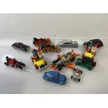 A collection of vintage toy cars including a Dinky Rolls Royce Silver Wraith, Meccano Ltd. (4cm x