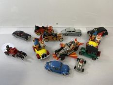 A collection of vintage toy cars including a Dinky Rolls Royce Silver Wraith, Meccano Ltd. (4cm x