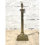 A brass Corinthian style table light, first half of the 20th century, H56cm