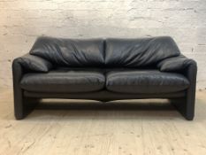 Vico Magistretti for Cassina, An Italian two seat Maralunga Sofa, with adjustable back rests and