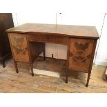 An early 20th century German mahogany desk, the top with inset gilt tooled leather writing surface