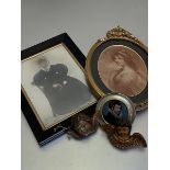 A framed Victorian style photograph of a Portrait, an oval print after Angelica Kauffman in gilt