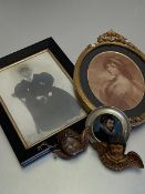 A framed Victorian style photograph of a Portrait, an oval print after Angelica Kauffman in gilt
