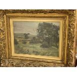 Henry Fratner, Rural Landscape, oil, signed bottom left, in elaborate C scroll gilt frame (