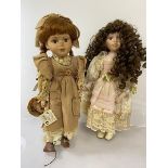 A Vidal Spanish china doll in rustic attire (42cm), and another china doll (2)