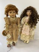 A Vidal Spanish china doll in rustic attire (42cm), and another china doll (2)