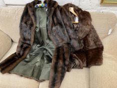 Two fur coats (larger: l.98cm x 40cm to shoulders)