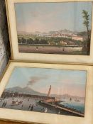 19thc Italian School, Harbour with Mount Vesuvius, gouache and a second by the same hand (28cm x