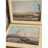19thc Italian School, Harbour with Mount Vesuvius, gouache and a second by the same hand (28cm x