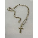 A 9ct gold belcher link chain and crucifix pendant, (chain 33cm), combined weight 5.66 grammes