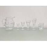 An extensive service of cut-glass stemware, 20th century, the wine, liqueur and sherry glasses