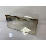 A large Mappin & Webb London hallmarked 1919 silver cigarette or cigar box, with central divider (