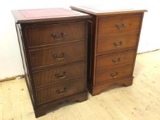 A near pair of office hanging filling cabinets, Georgian inspired, one yew and one mahogany, each