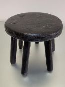 A Scottish 19thc pine circular fireside stool with six square moulded splay legs (h.24cm x d.27cm)