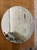 A 1930's / 40's frameless circular wall mirror with bevelled edge, (45cm d)