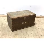 A late 19th/ early 20th century pine crate with hinged lid, H36cm, W70cm, D40cm