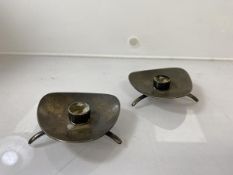 A pair Cohr Danish silver footed candlesticks or taper holders, marked Stirling Denmark, (H 2cm x