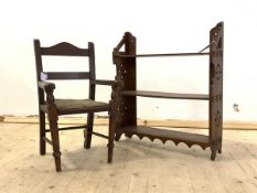 A 19th century childs chair, (H57cm) together with an Arts and Crafts period three height wall