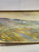 Tovil, (Norwegian), Sagg village, watercolour, signed bottom and dated 1986, in gilt