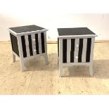 A pair of contemporary painted hardwood two drawer bed side chests, H60cm, W51cm, D50cm