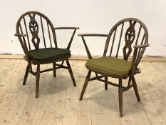 Ercol, A pair of Windsor style childs chairs, H72cm, W61cm, D50cm