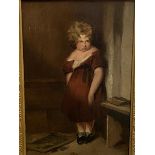 19thc Scottish School, The Broken Slate, oil on canvas, unsigned, (33cm x 22cm - excluding gilt