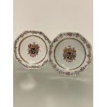 A pair of Samson's of Paris, late 19thc armorial octagonal Cantonese style decorated plates with