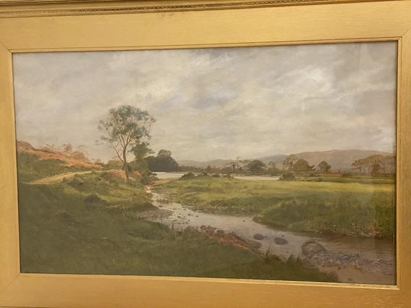 Cyril Ward, river landscape in valley, watercolour, signed and dated 1892 bottom left (46cm x 76cm)